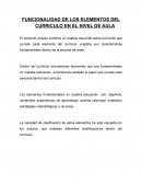 FUNCIONALIDAD DE LOS ELEMENTOS DEL CURRICULO EN EL NIVEL DE AULA