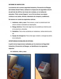 Programa de inspeccion INFORME DE INSPECCIÓN. Página 1