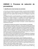 UNIDAD 2. Procesos de selección de proveedores