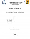 ANÁLISIS CRÍTICO SOBRE LA ADOLESCENCIA