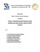 Tema: "Importancia del Derecho para preservar la paz social y lograr el bien común"