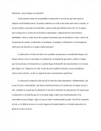 Educación, ¿un privilegio o un derecho?. Página 1