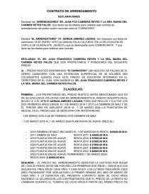 CONTRATO DE ARRENDAMIENTO DECLARACIONES. Página 1