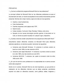¿Cuál es la utilidad del programa Microsoft Word en las profesiones?. Página 1