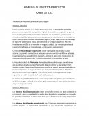 ANÁLISIS DE POLÍTICA PRODUCTO
