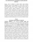 Acta constitutiva del club deportivo “Dojang Chang Hun Mantecal”