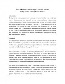 Australopithecus Trabajo Escrito: Australopithecus afarensis. Página 1