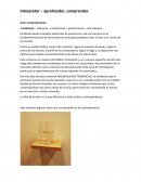 Interpretar – aprehender, comprender