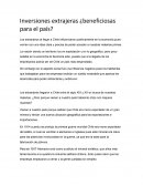 Inversiones extrajeras ¿beneficiosas para el país?