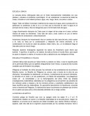 La escuela jónica, distínguese ésta por el modo esencialmente materialista con que plantea y resuelve el problema cosmológico. El ser substancial, l