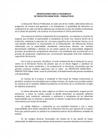ORIENTACIONES PARA EL DESARROLLO DE PROYECTOS DIDÁCTICOS – PRODUCTIVOS. Página 1