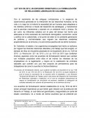 LEY 1610 DE 2013; UN ESFUERZO ORIENTADO A LA FORMALIZACIÓN DE RELACIONES LABORALES EN COLOMBIA