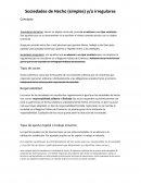 Sociedades de Hecho (simples) y/o irregulares