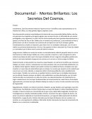 Ensayo Del Documental - Mentes Brillantes: Los Secretos Del Cosmos.