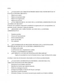 ¿CUÁLES SON LOS 4 OBJETIVOS PRIORITARIOS PARA INSTRUMENTAR UN PLAN DE AUDITORIA (BRANDY)?. Página 1