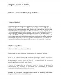 Programa Control de Gestión objetivos. Página 1