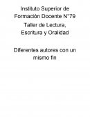 Taller de Lectura, Escritura y Oralidad Diferentes autores con un mismo fin “Mientras más leas, mas cosas sabrás. Mientras más sepas, mas lejos llegaras”