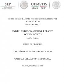 ANIMALES DESCONOCIDOS, RELATOS ACAROLOGICOS. Página 1