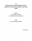 INTERNACIONALIZACION DE EMPRESAS PARA LA MEJORA DE LA PARTICIPACION DIRECTA CON OTROS PAISES