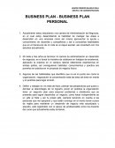 BUSINESS PLAN - BUSINESS PLAN PERSONAL