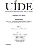 Productos, materiales y equipamiento utilizados en el departamento de ama de llaves