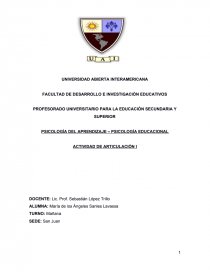 PSICOLOGÍA DEL APRENDIZAJE – PSICOLOGÍA EDUCACIONAL. Página 1