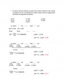 Indique la variación de OH y concentración de ácido y base cuando se agrega ácido clorhídrico los siguientes volúmenes
