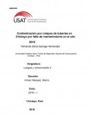 CONTAMINACION POR COLAPSO DE TUBERIAS EN CHICLAYO POR FALTA DE MANTENIMIENTO EN EL AÑO 2016