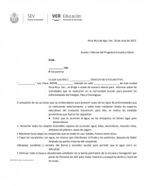 Asunto: Informe del Programa Escuela y Salud. Página 1
