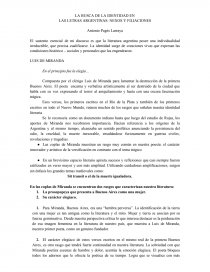 LAS LETRAS ARGENTINAS: NEXOS Y FILIACIONES. Página 1