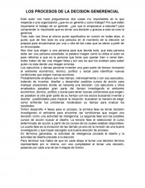 LOS PROCESOS DE LA DECISION GENERENCIAL. Página 1