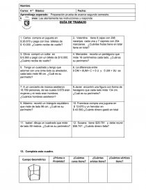 Prueba de matematicas 5to basico. Página 1