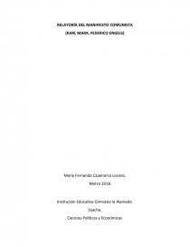 RELATORÍA DEL MANIFIESTO COMUNISTA. Página 1