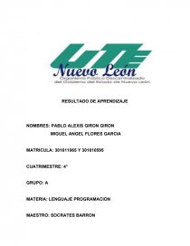 Lenguaje programacion resultado de aprendizaje. Página 1