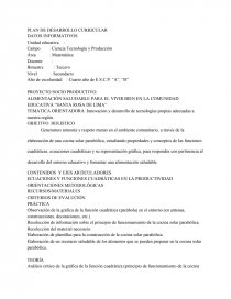 PLAN DE DESARROLLO CURRICULAR DATOS INFORMATIVOS. Página 1