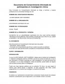 Documento de Consentimiento Informado de participantes en investigación clínica