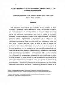 PERFECCIONAMIENTO DE LAS HABILIDADES COMUNICATIVAS EN LOS JÓVENES UNIVERSITARIOS. Página 1