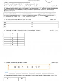 Evaluación coeficiente dos de Educación Matemática. Página 1