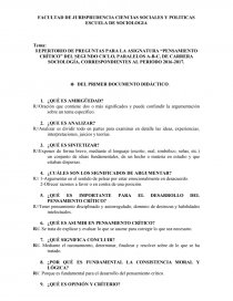 Pensamiento crítico - Preguntas. Página 1