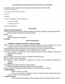Instrucciones para la elaboración del documento del Plan de Investigación