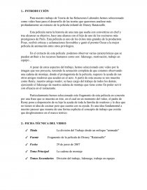 TEORÍA DE LAS RELACIONES LABORALES. PELÍCULA RATATTOUILLE. Página 1