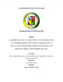 LA IMPORTACIA DEL VALOR CÍVICO Y SU INCIDENCIA EN EL COMPORTAMIENTO DE LOS ESTUDIANTES DE LA FACULTAD DE INGENIERÍA AGRÍCOLA DURANTE LOS MESES DE ABRIL A SEPTIEMBRE DEL 2017.