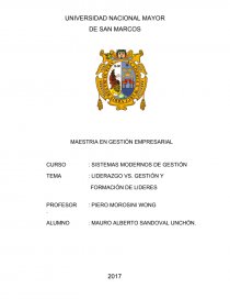 Liderazgo vs gestión y formación de lideres. Página 1