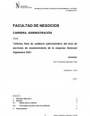 Informe final de auditoria administrativa del área de servicios de mantenimiento de la empresa Autonort Cajamarca SAC