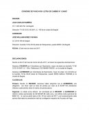 CONVENIO DE PAGO N°001 LETRA DE CAMBIO N° 1234567