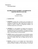 VALORES ETICOS UN DEBER Y UN DERECHO EN NUESTRO PROYECTO DE VIDA