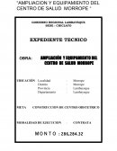 AMPLIACIÓN Y EQUIPAMIENTO DEL CENTRO DE SALUD MORROPE