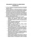 REGLAMENTO INTERNO EN LABORATORIOS INFORMATICA