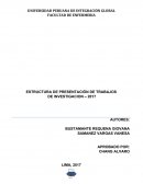 ESTRUCTURA DE PRESENTACIÓN DE TRABAJOS DE INVESTIGACION – 2017.