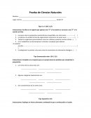 Prueba de Ciencias Naturales s/r